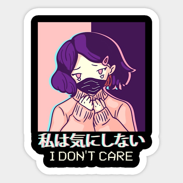 I Don't Care IDC Sad Anime Girl Aesthetic Gift Sticker by Alex21